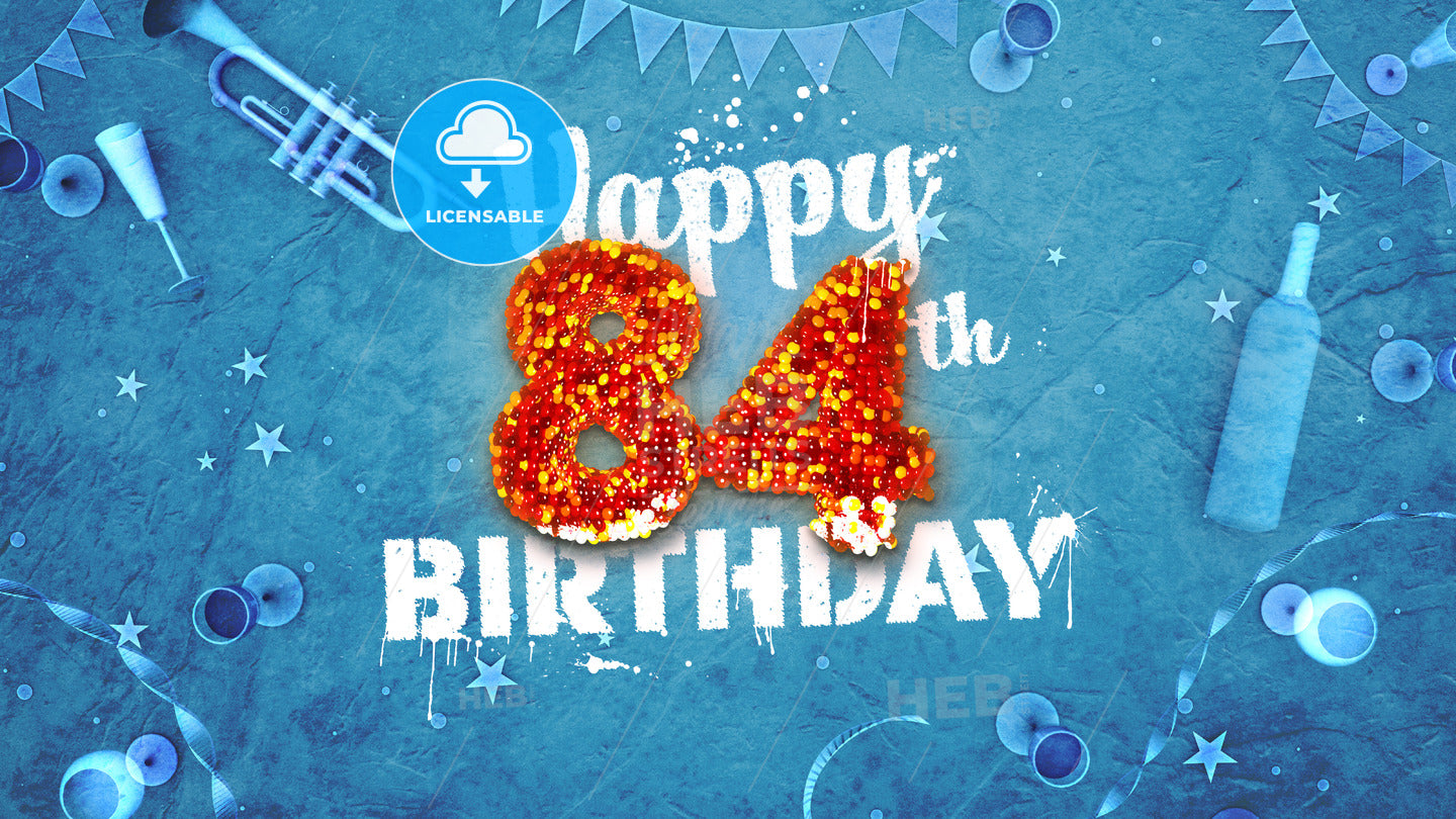 Happy 84th Birthday Card with beautiful details – instant download