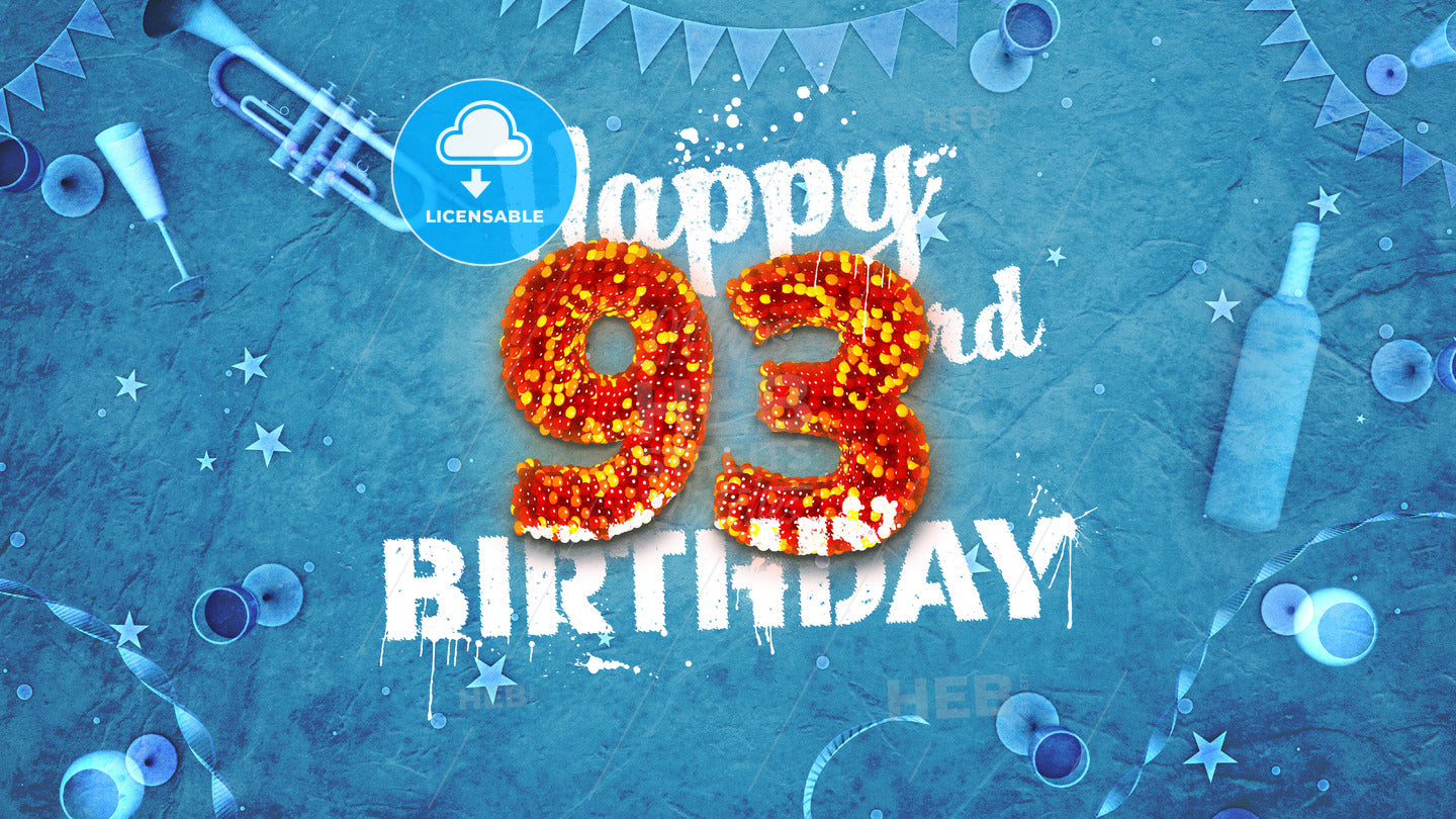 Happy 93rd Birthday Card with beautiful details – instant download