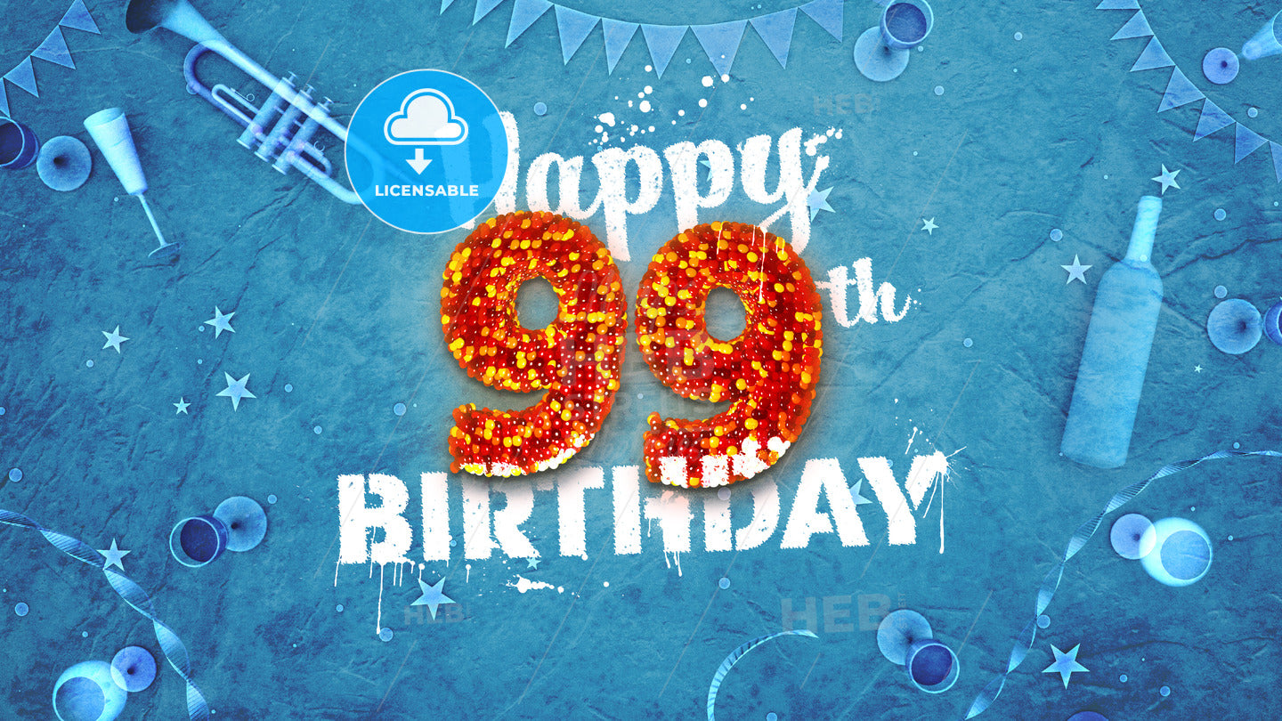 Happy 99th Birthday Card with beautiful details – instant download