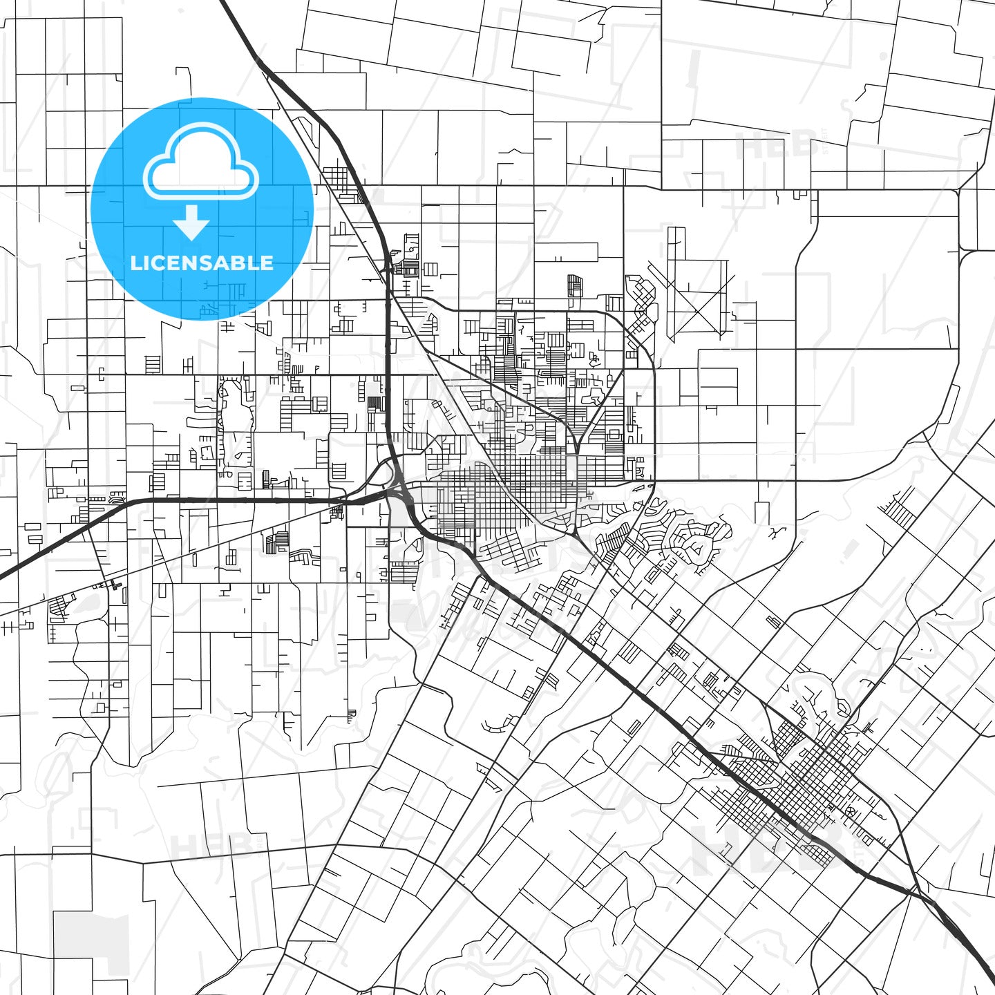 Harlingen, Texas - Area Map - Light