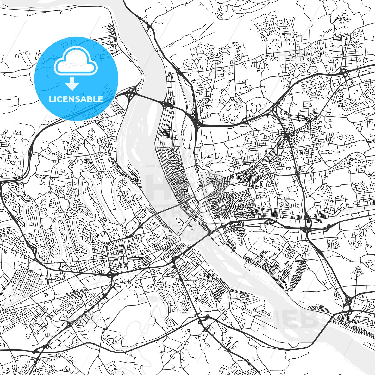Harrisburg, Pennsylvania - Area Map - Light