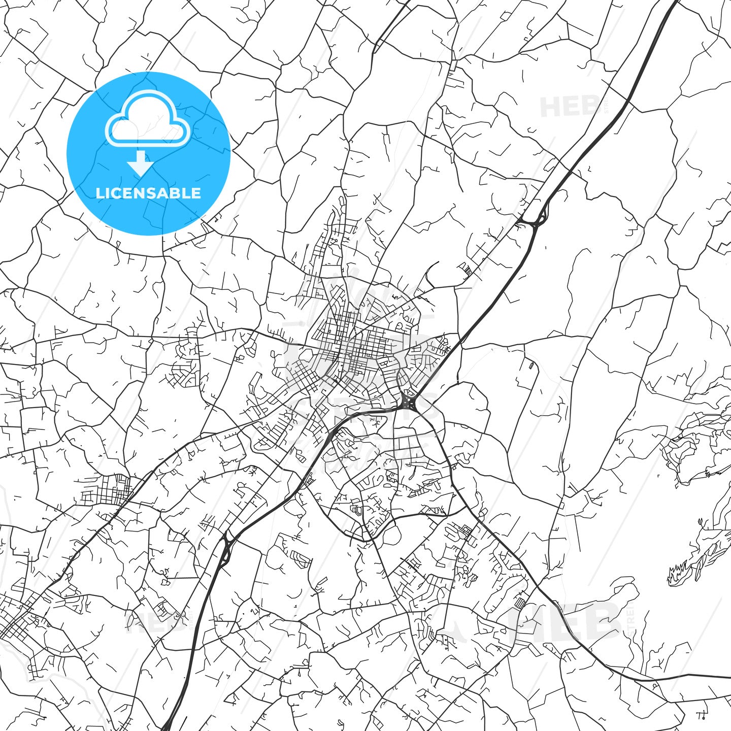 Harrisonburg, Virginia - Area Map - Light