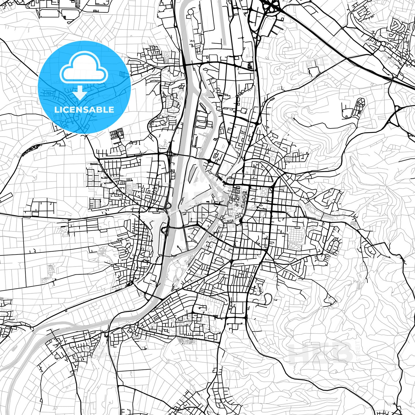 Heilbronn, Germany, Vector Map - Light