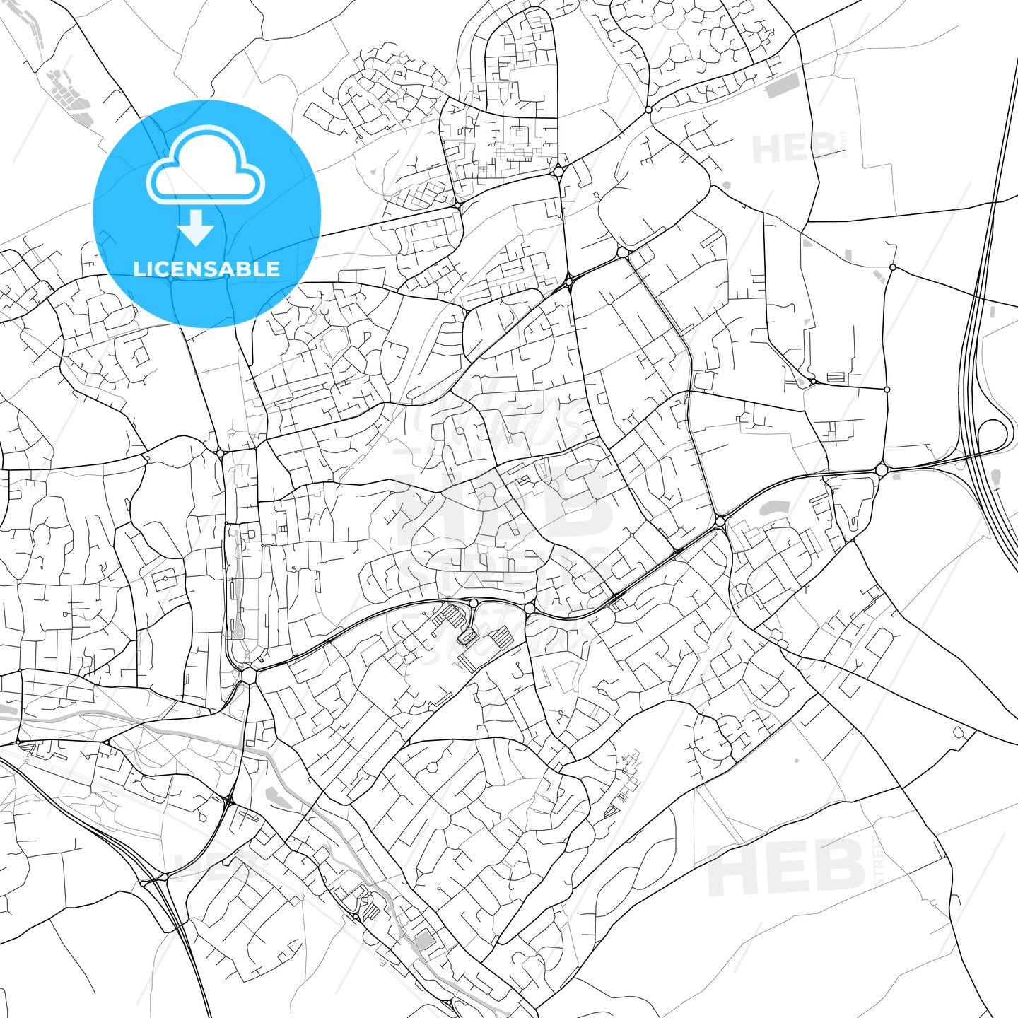 Hemel Hempstead, England, UK, Vector Map - Light