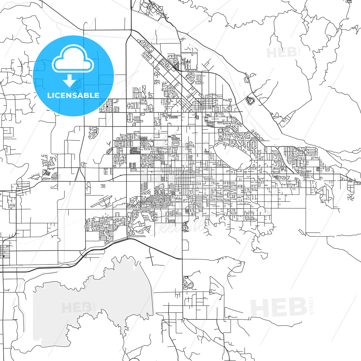 Hemet, California - Area Map - Light