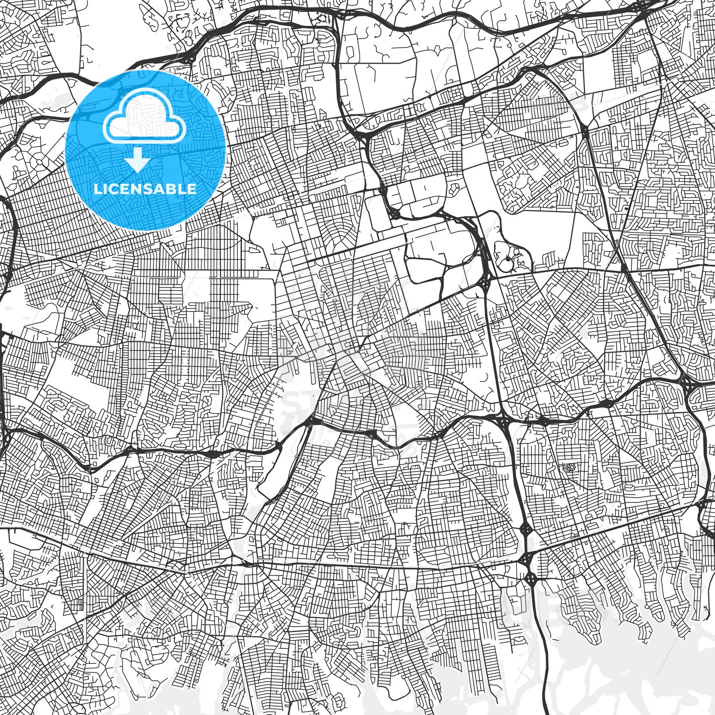 Hempstead, New York - Area Map - Light