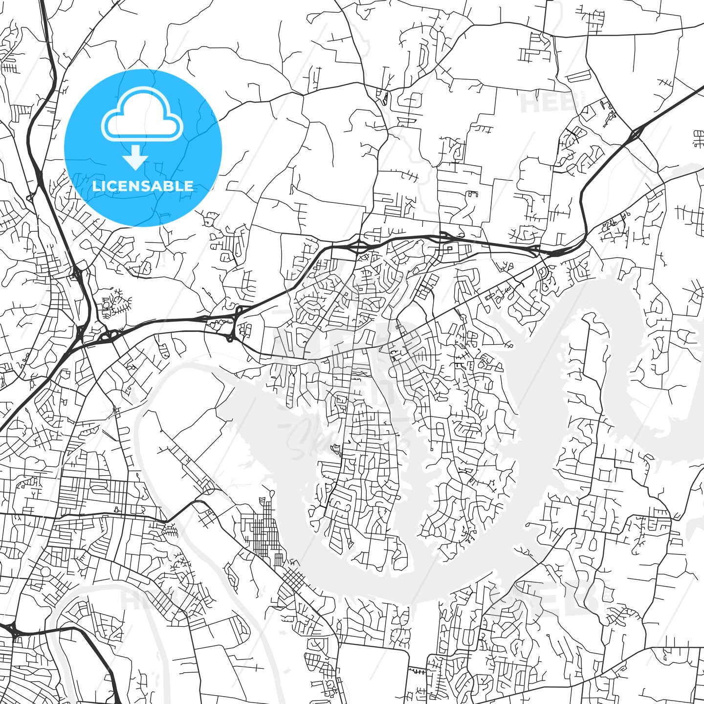 Hendersonville, Tennessee - Area Map - Light