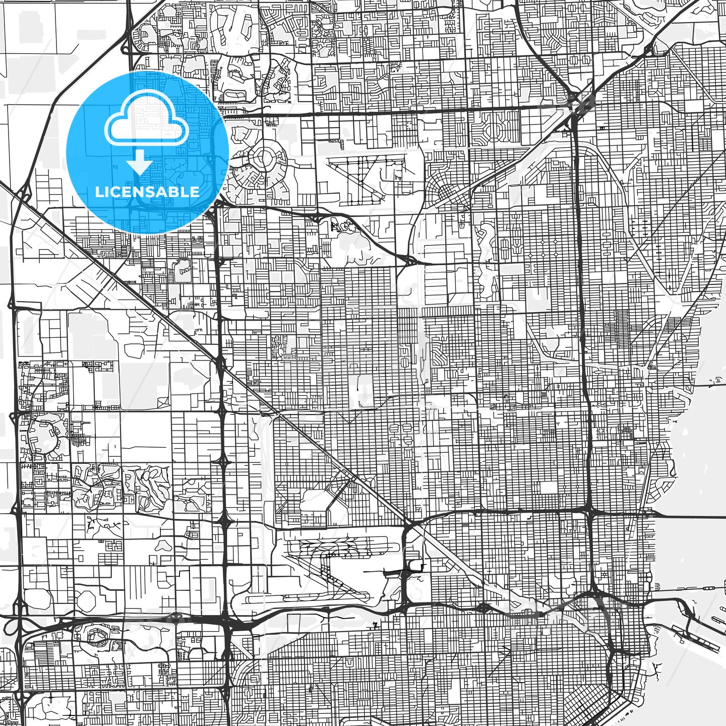 Hialeah, Florida - Area Map - Light