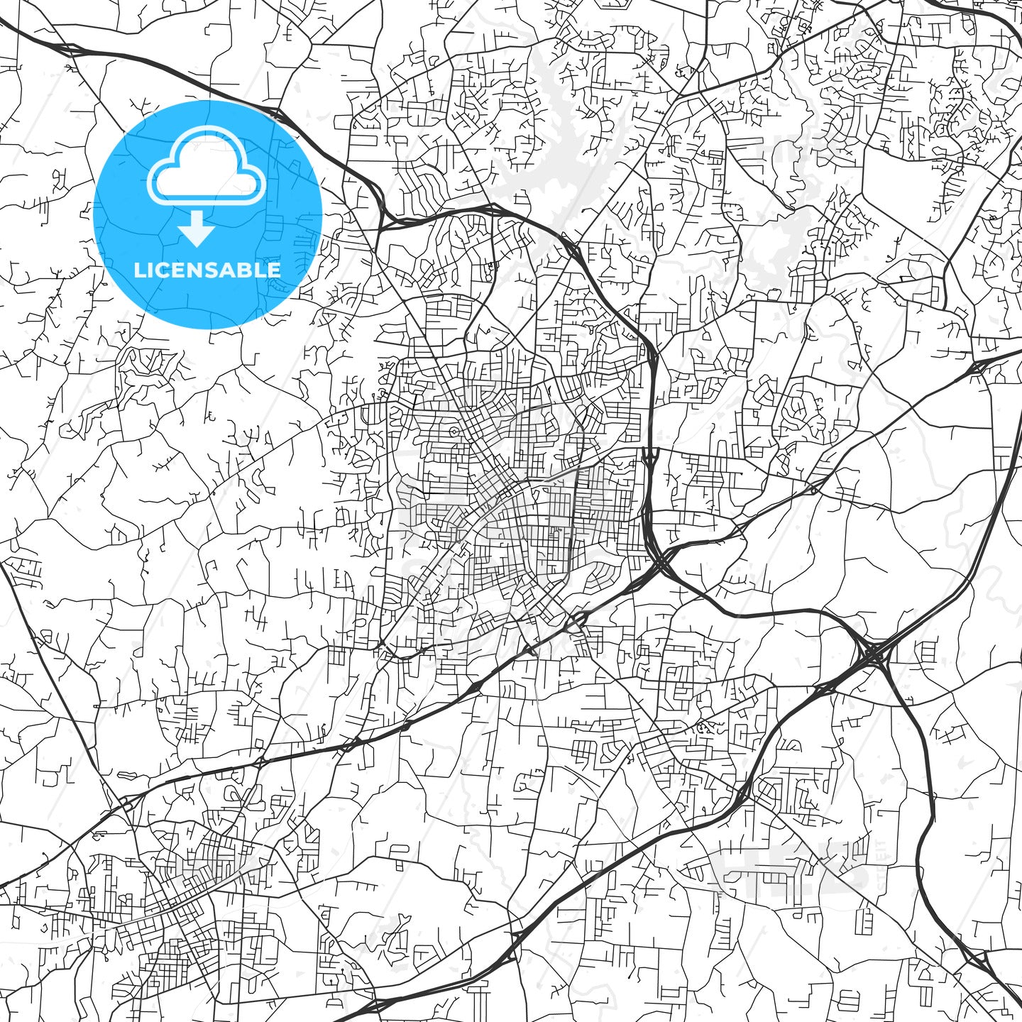 High Point, North Carolina - Area Map - Light