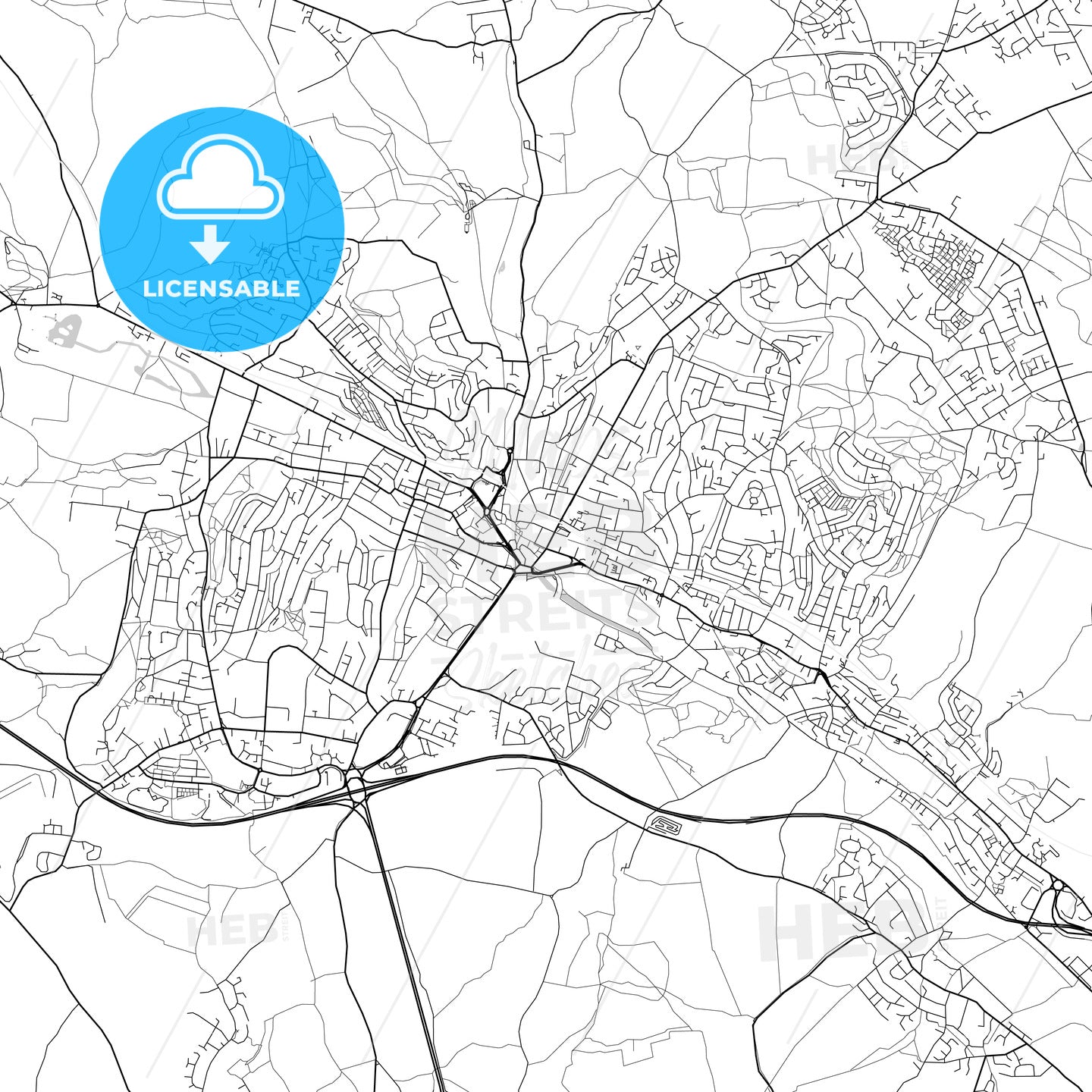 High Wycombe, England, UK, Vector Map - Light