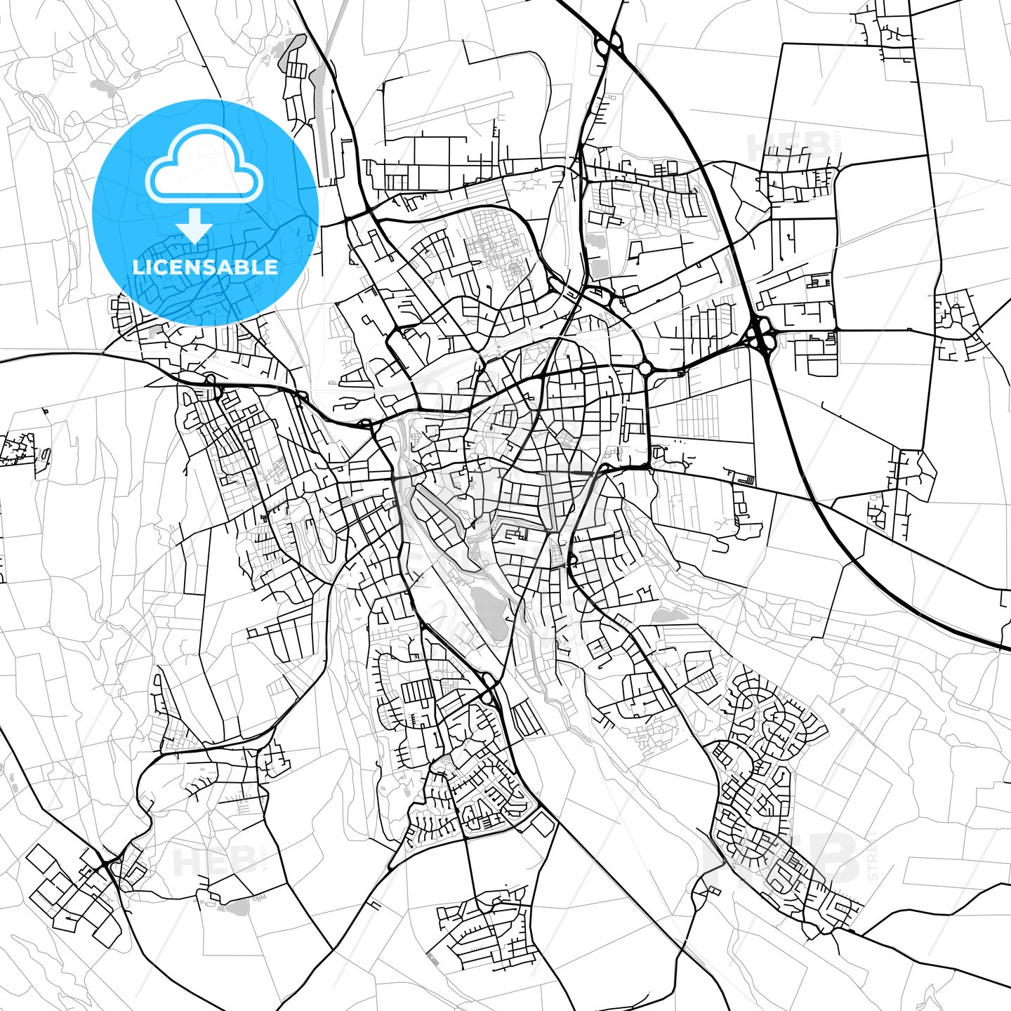 Hildesheim, Germany, Vector Map - Light