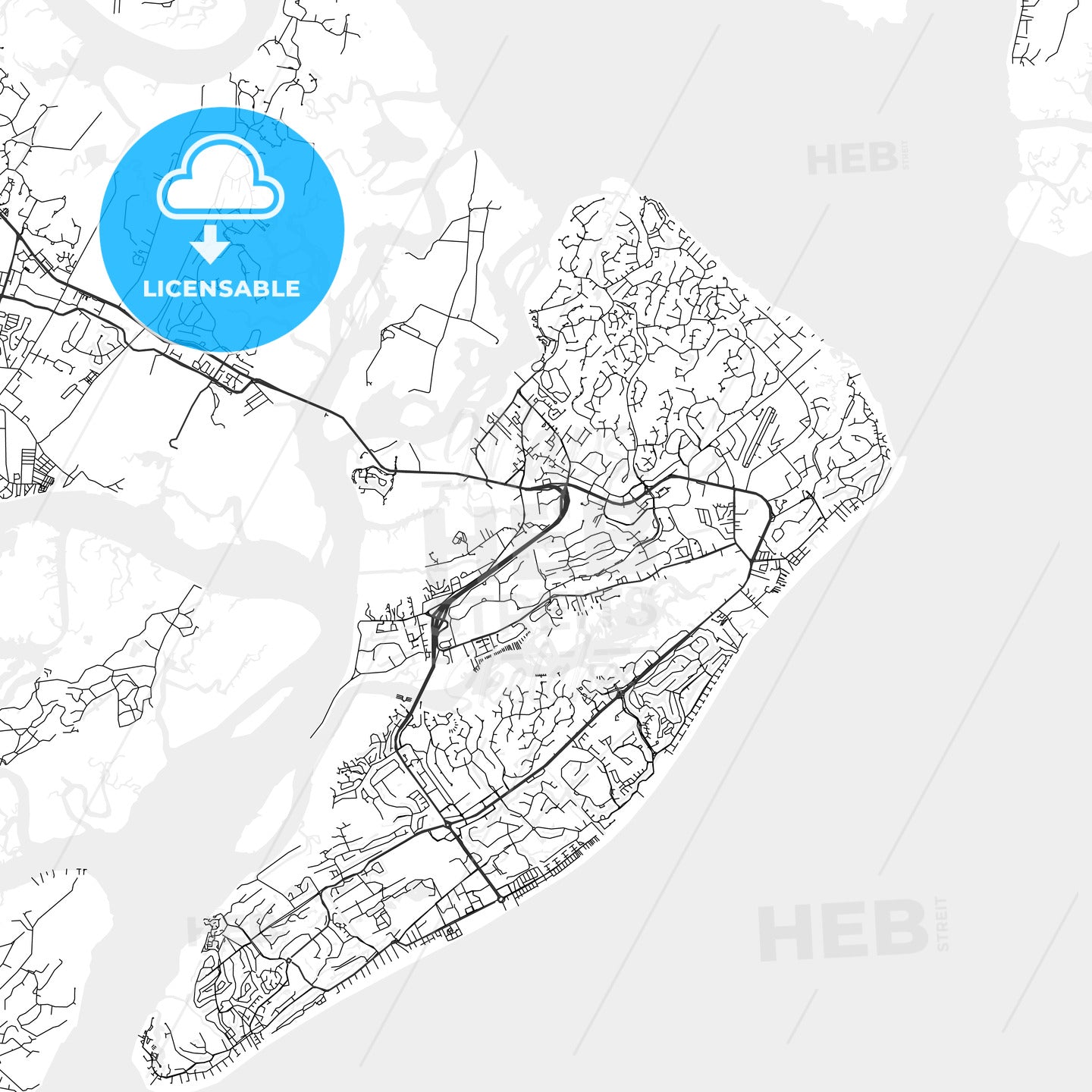 Hilton Head Island, South Carolina - Area Map - Light