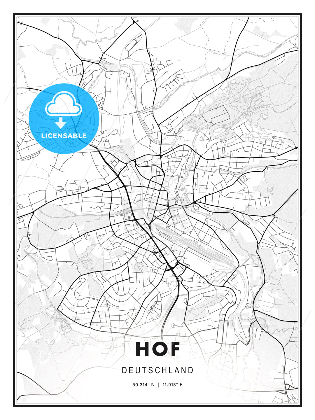 Hof, Germany, Modern Print Template in Various Formats - HEBSTREITS Sketches