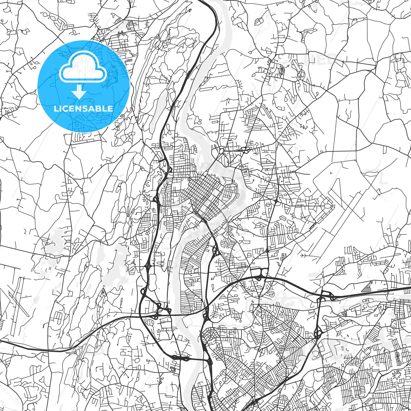 Holyoke, Massachusetts - Area Map - Light