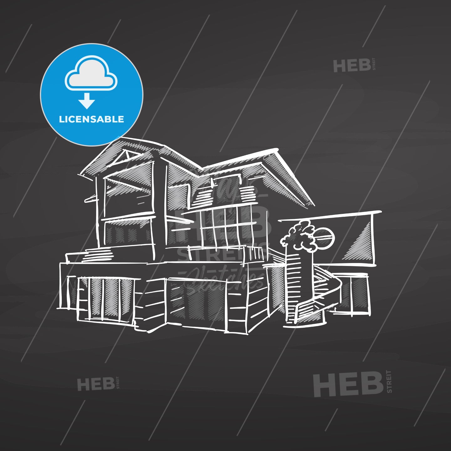 House planning. Drawing on chalkboard – instant download