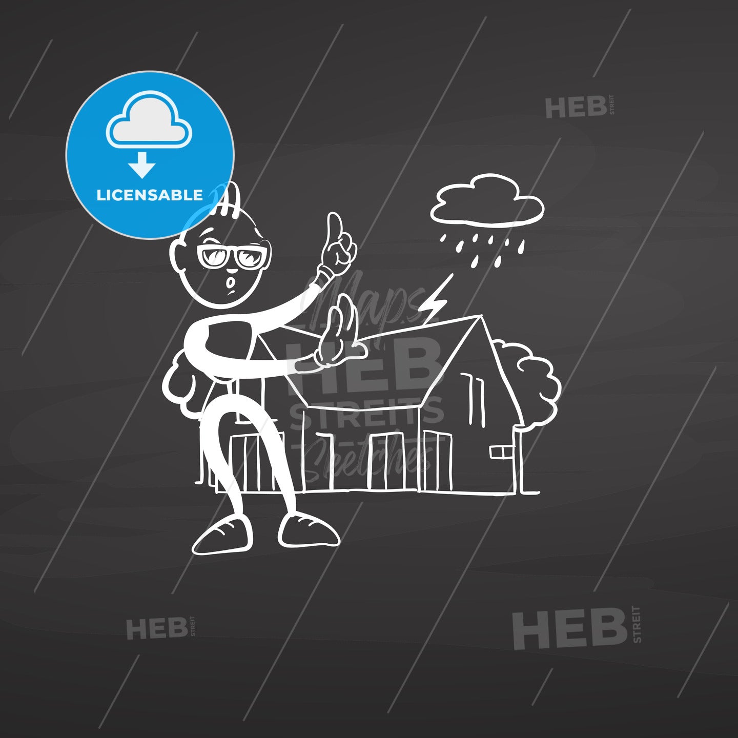 House protection concept sketch on blackboard – instant download