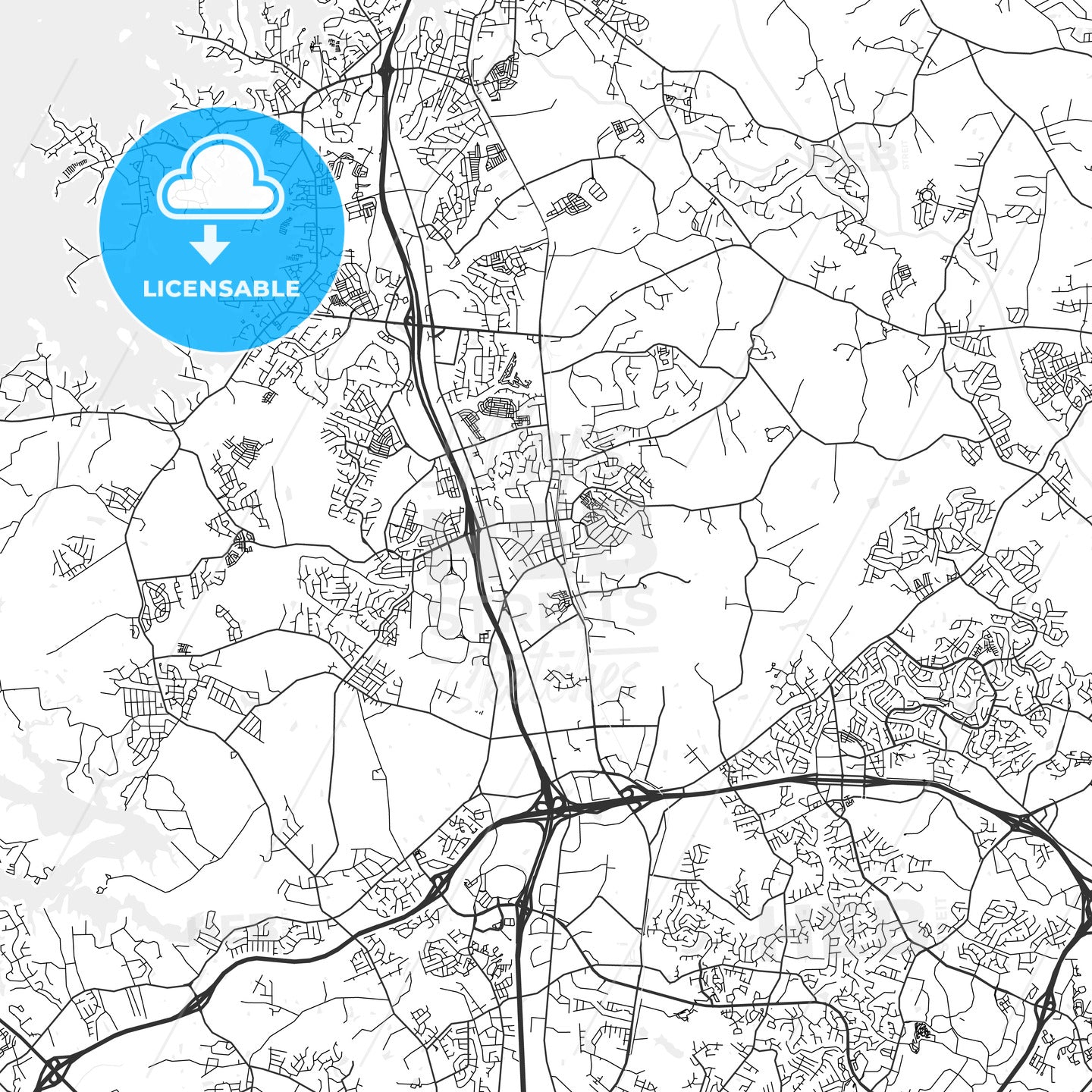 Huntersville, North Carolina - Area Map - Light