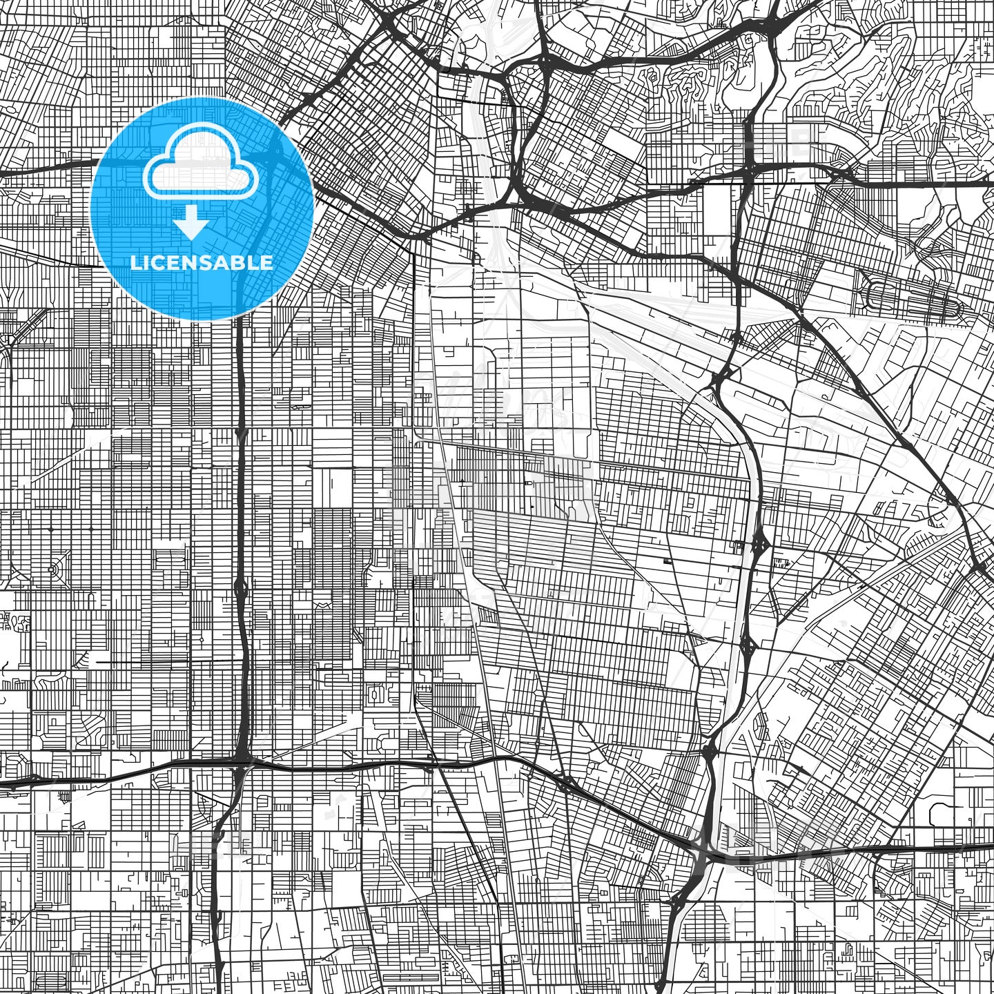 Huntington Park, California - Area Map - Light
