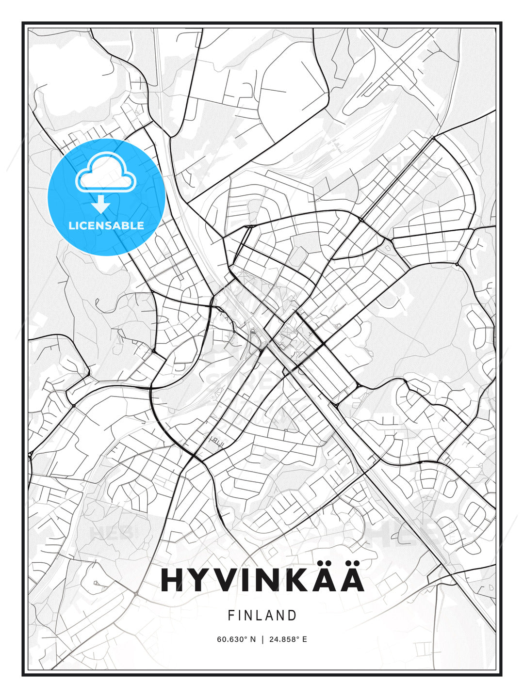 Hyvinkää, Finland, Modern Print Template in Various Formats - HEBSTREITS Sketches