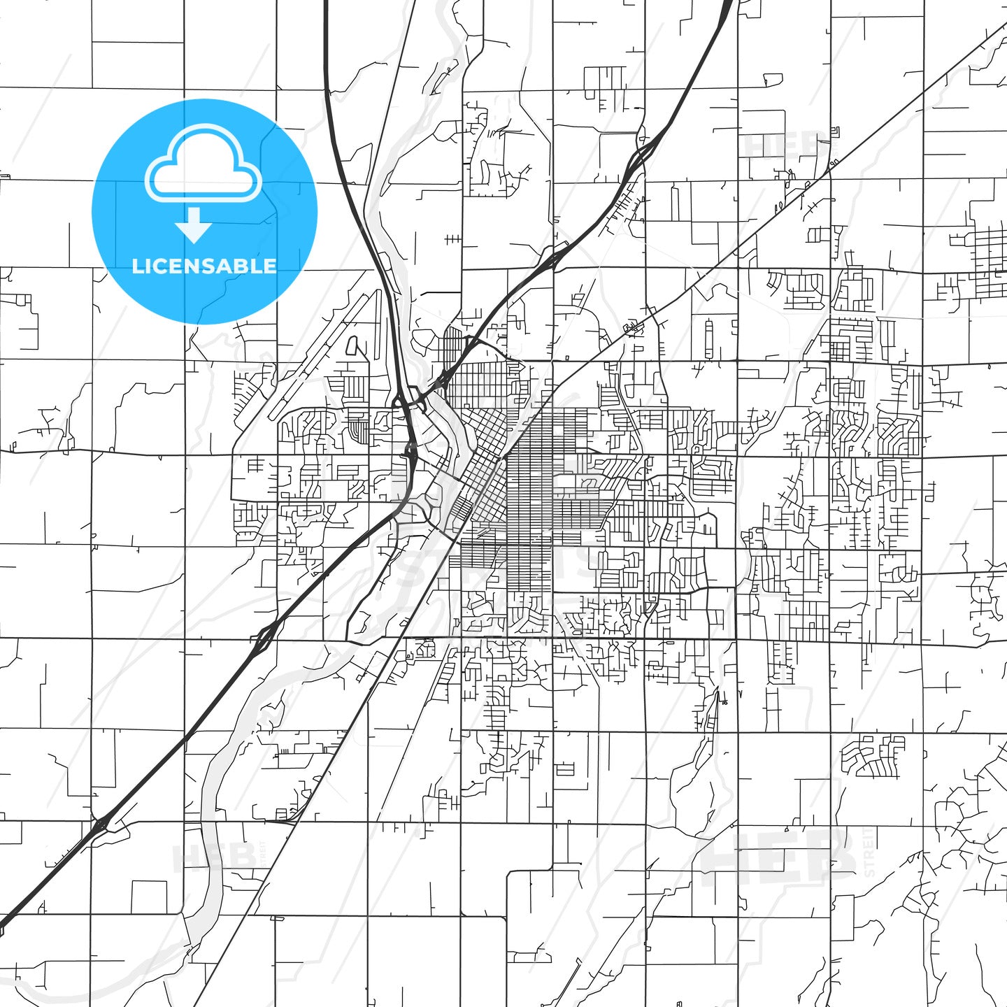 Idaho Falls, Idaho - Area Map - Light