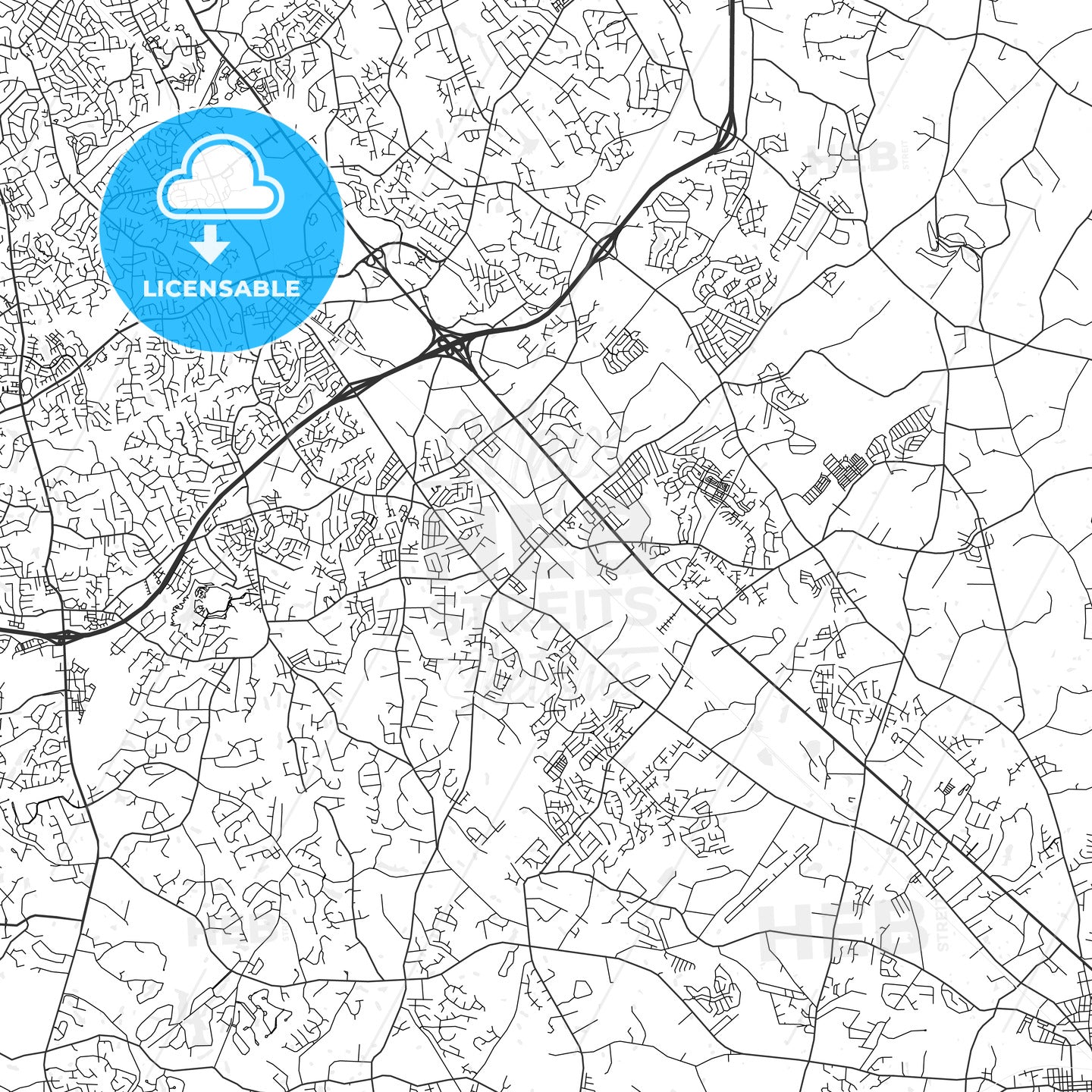 Indian Trail, North Carolina Area Map Light HEBSTREITS