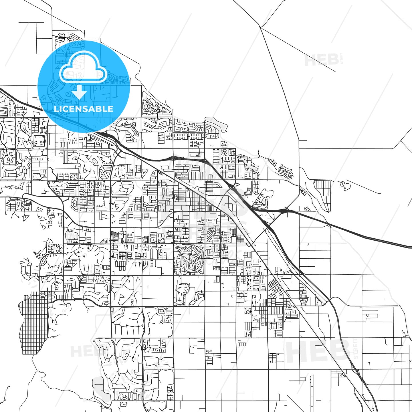 Indio, California - Area Map - Light