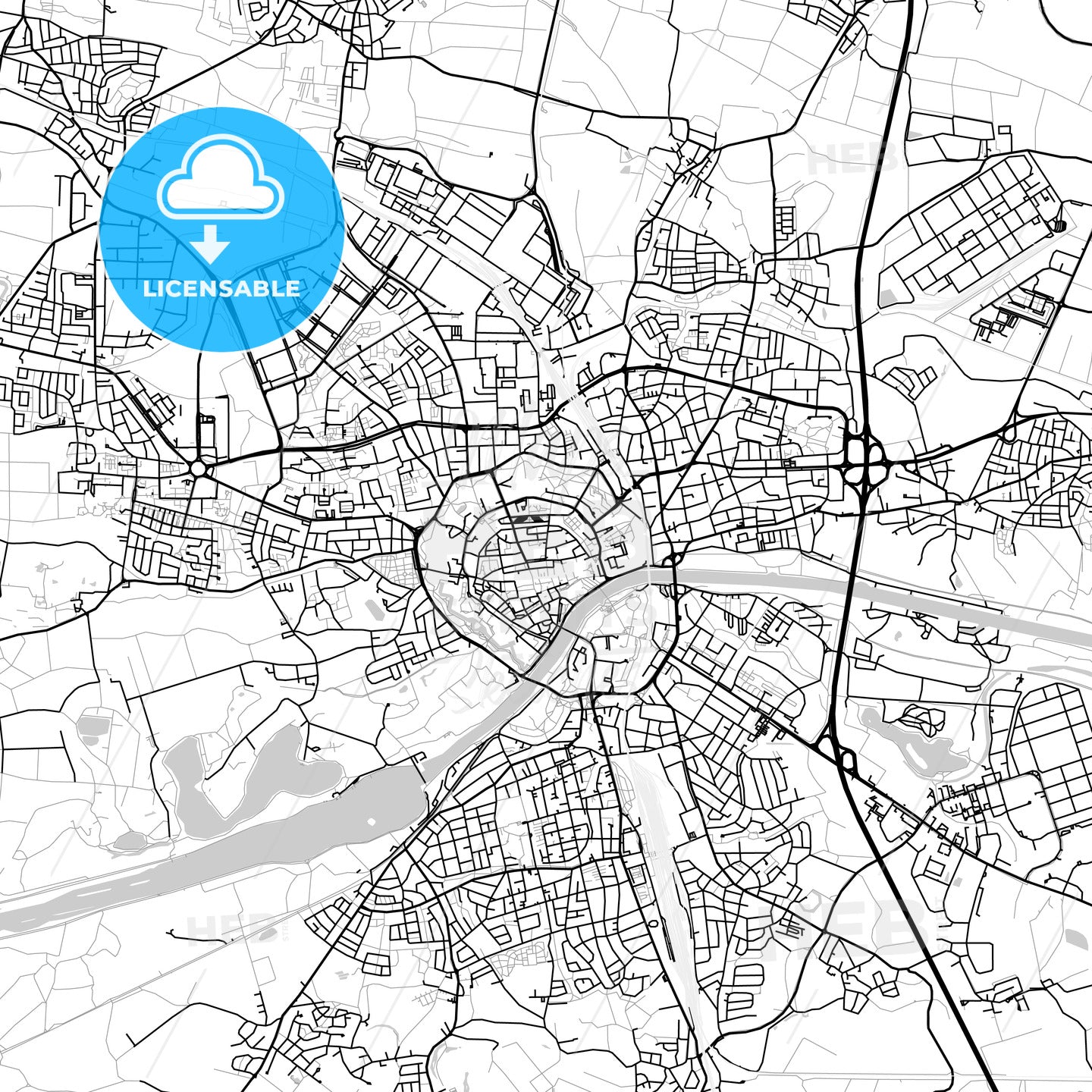 Ingolstadt, Germany, Vector Map - Light