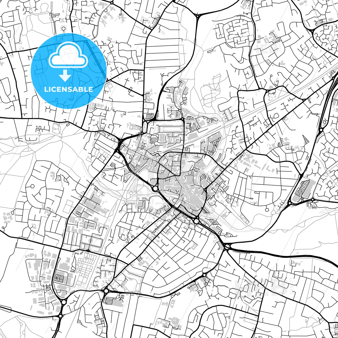 Downtown map of Chelmsford, light