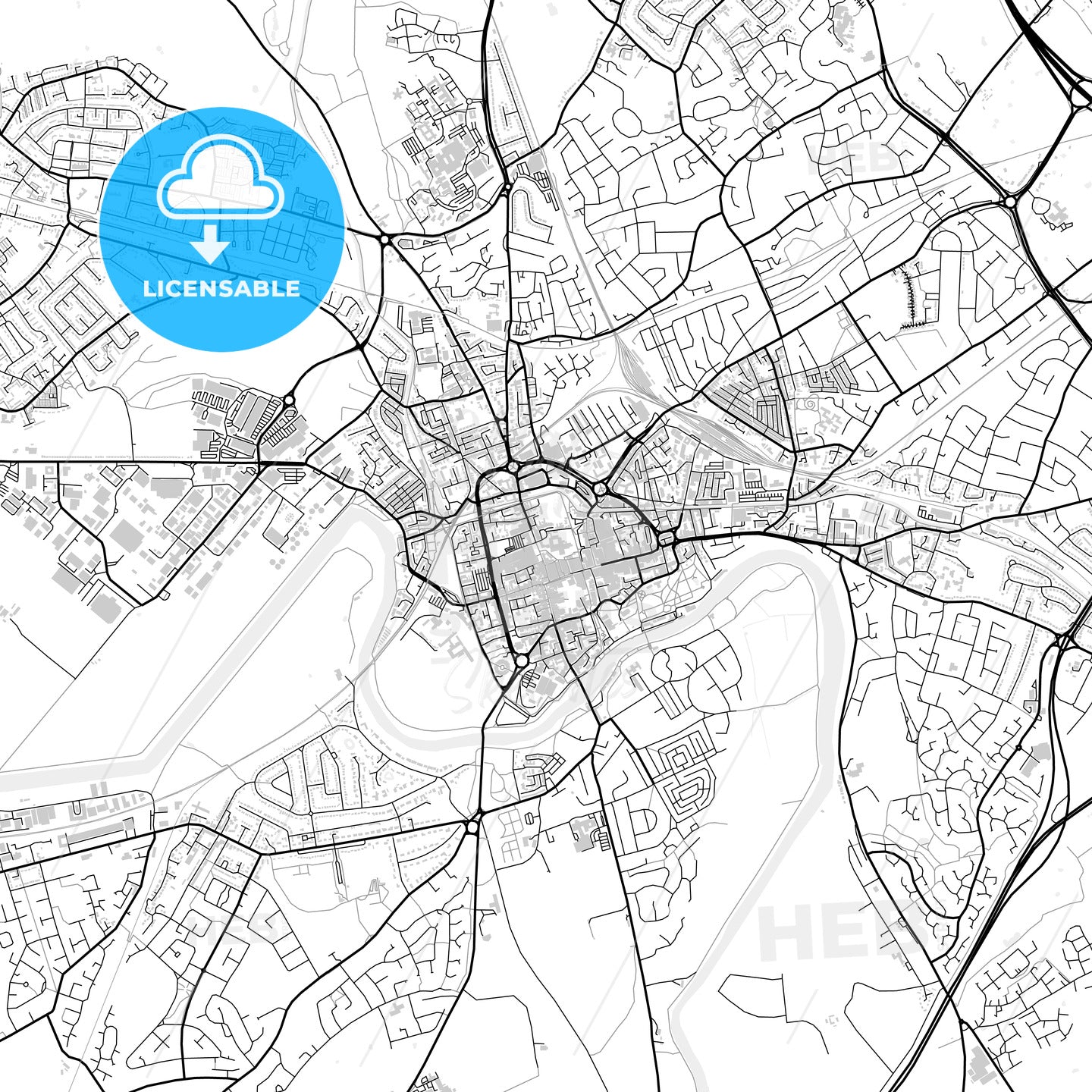 Downtown map of Chester, light