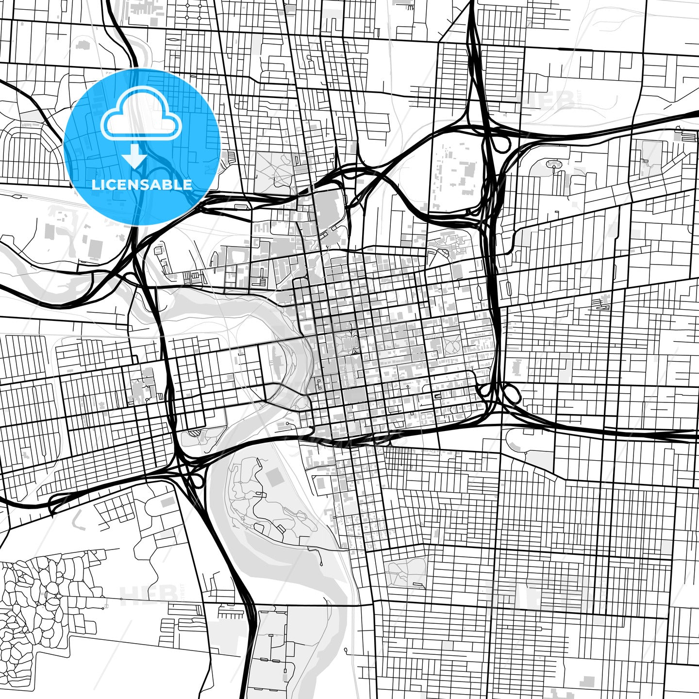 Downtown map of Columbus, light