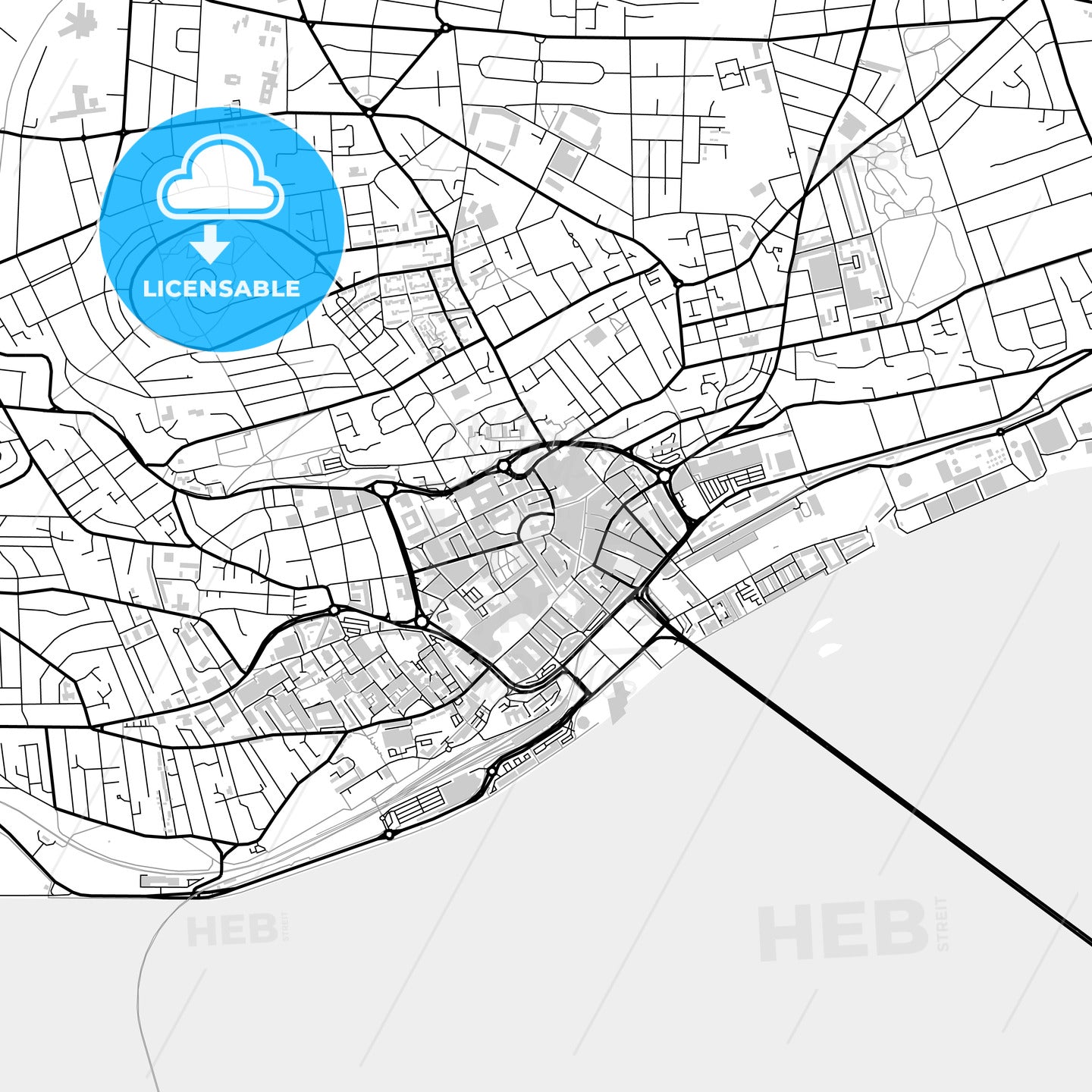 Downtown map of Dundee, light