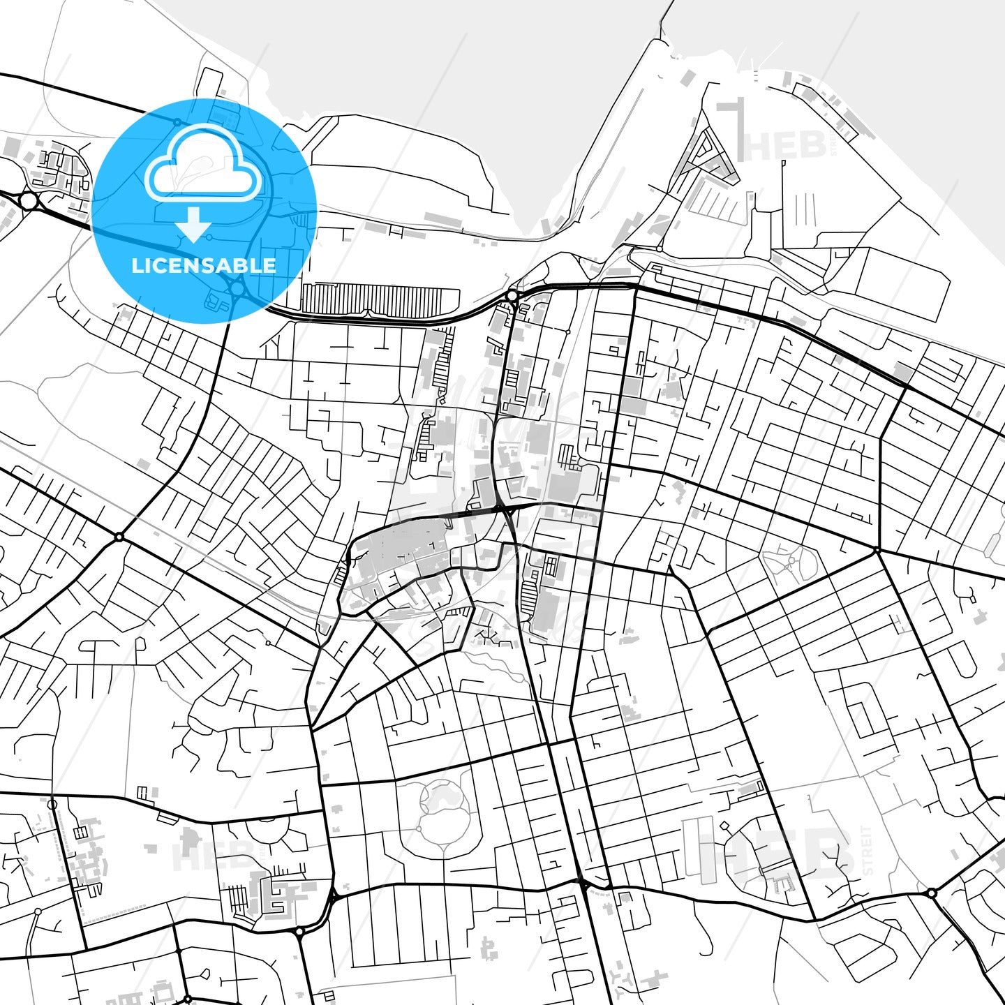 Downtown map of Grimsby, light