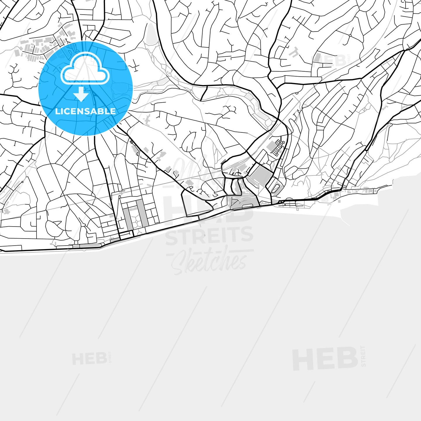 Downtown map of Hastings, light