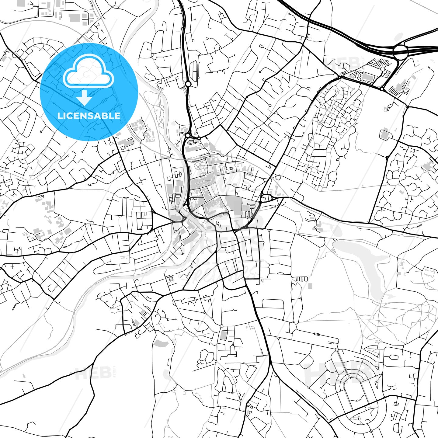 Downtown map of Maidstone, light