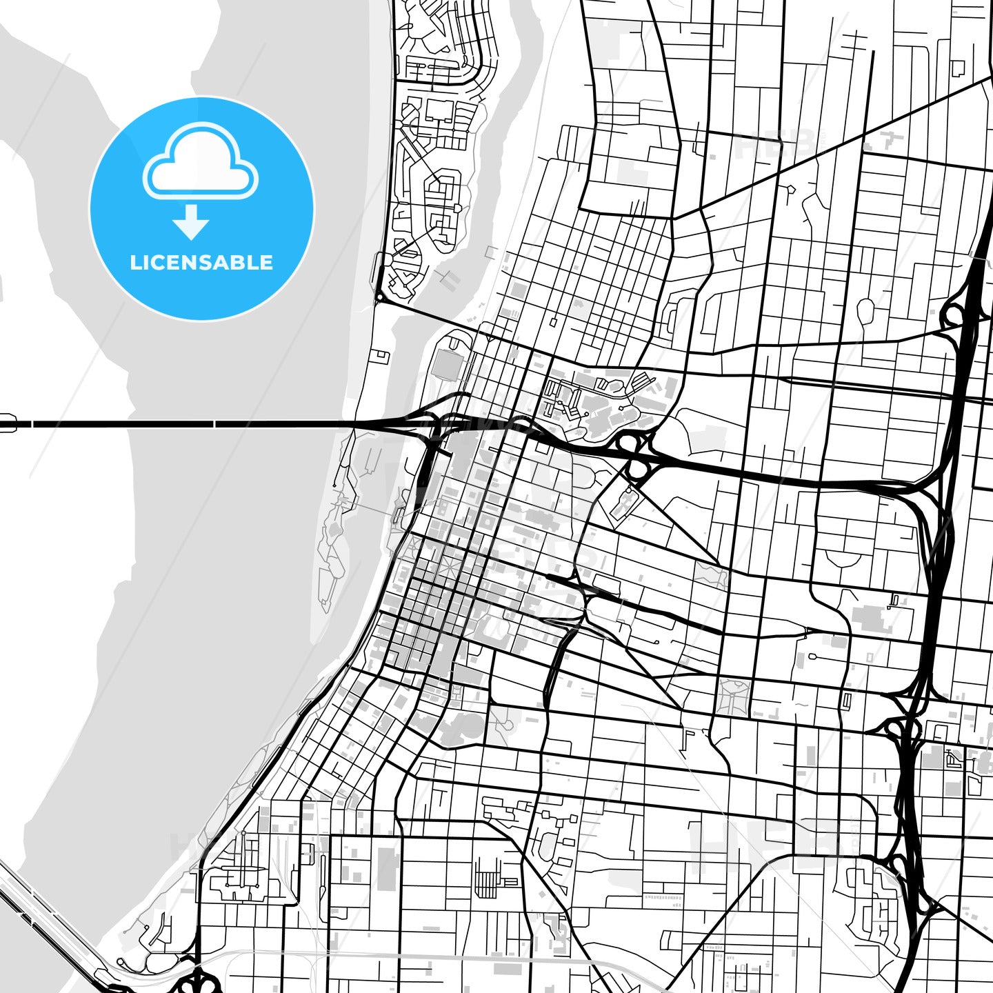 Downtown map of Memphis, light