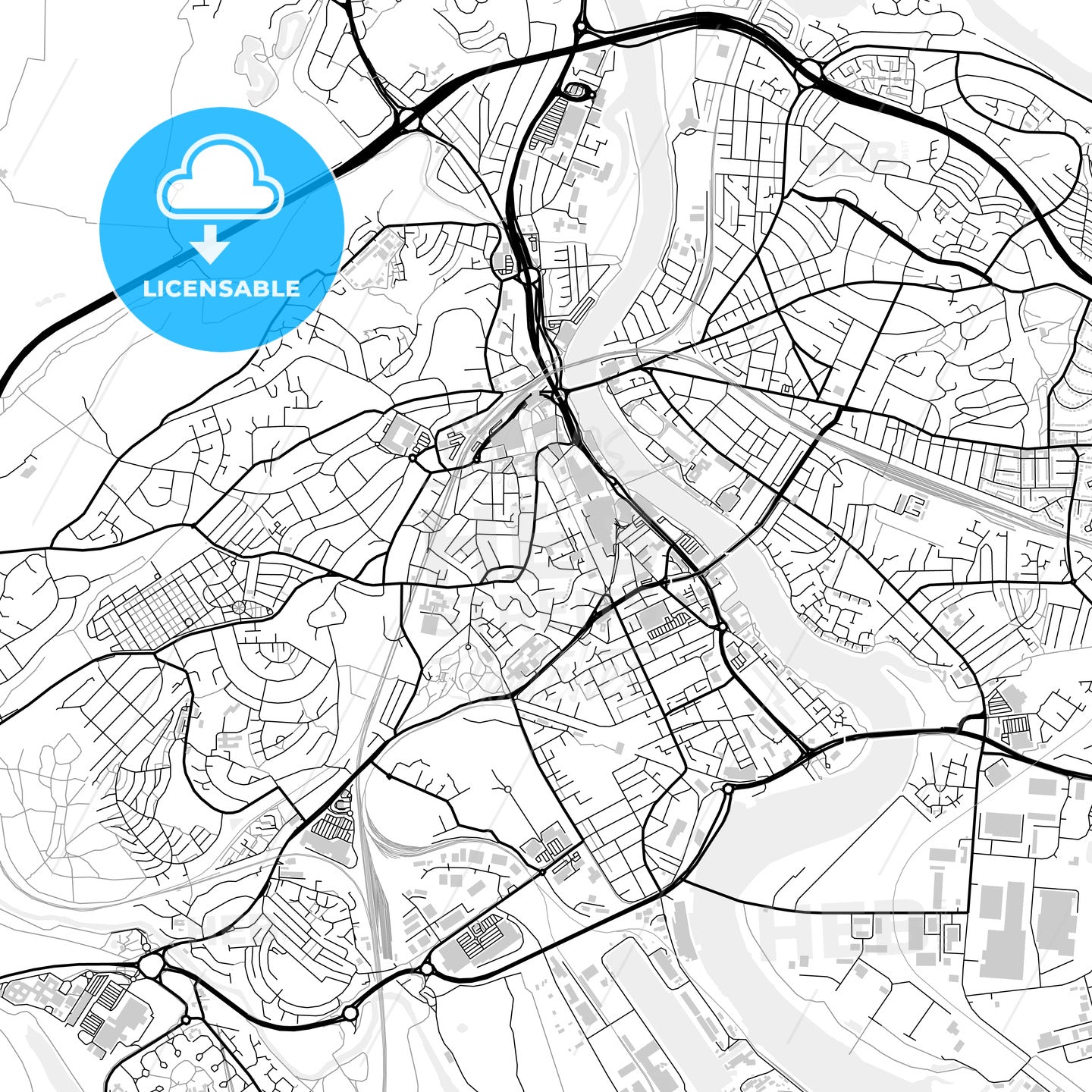 Downtown map of Newport, light