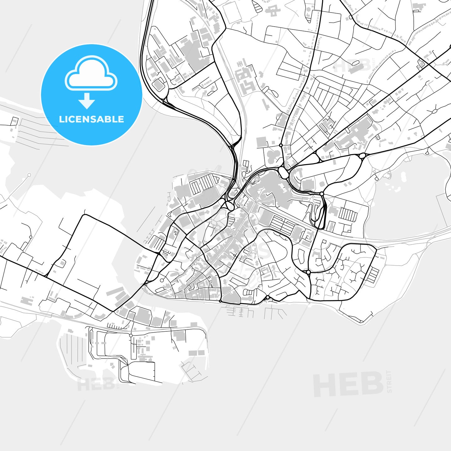 Downtown map of Poole, light