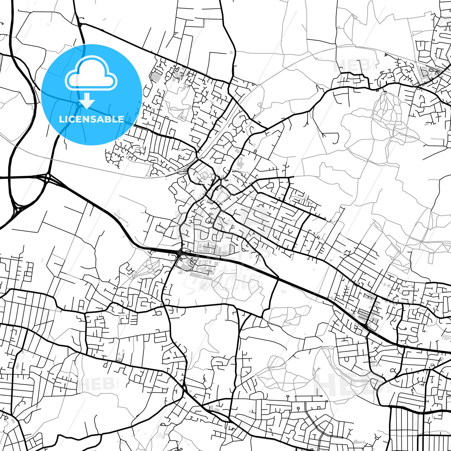 Downtown map of Rayleigh, light