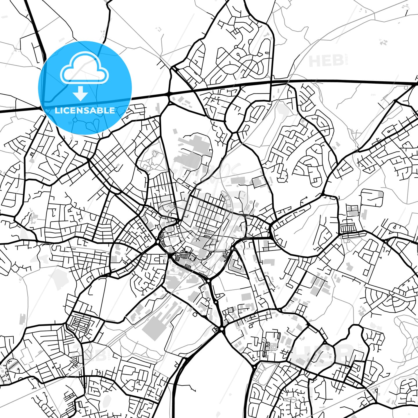 Downtown map of Saint Helens, light