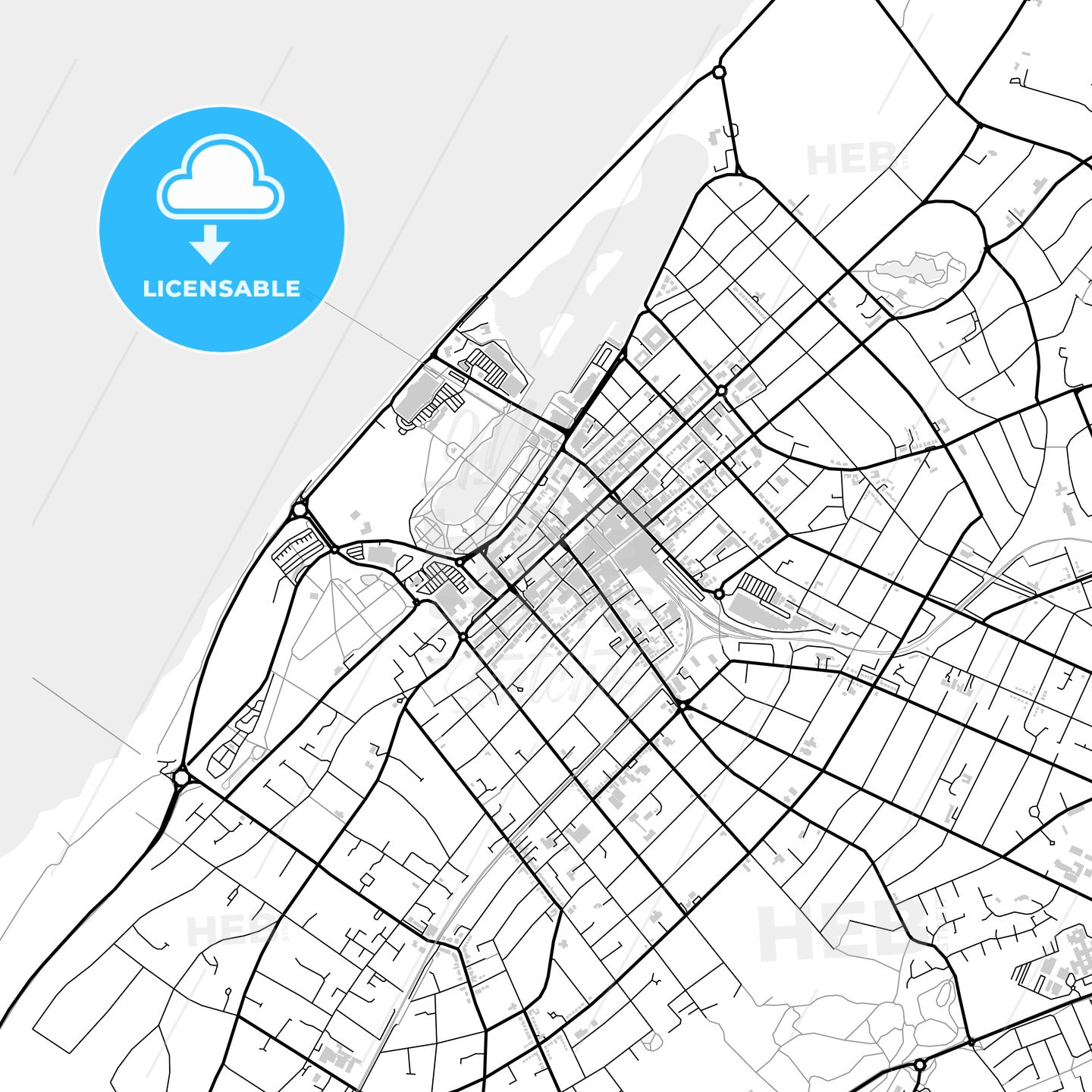 Downtown map of Southport, light