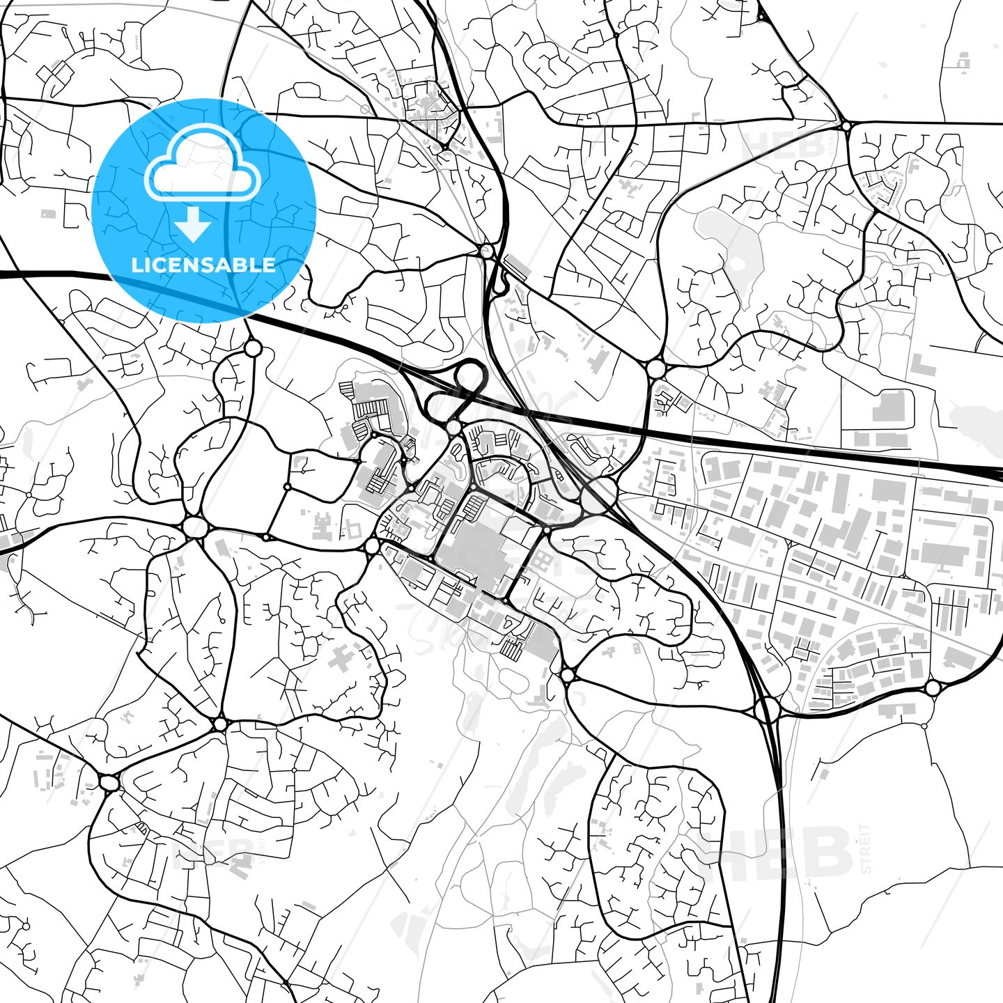 Downtown map of Telford, light