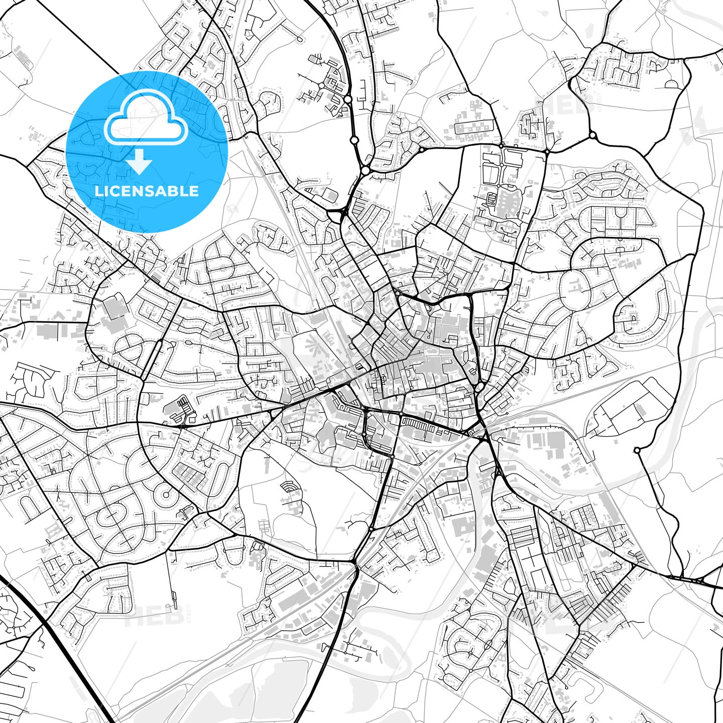 Downtown map of Wakefield, light