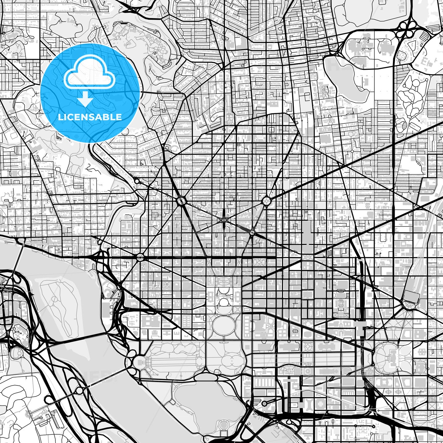 Downtown map of Washington, light