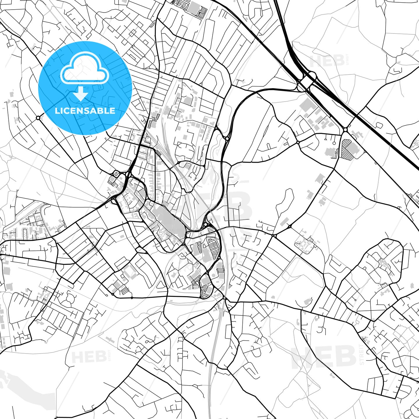 Downtown map of Watford, light