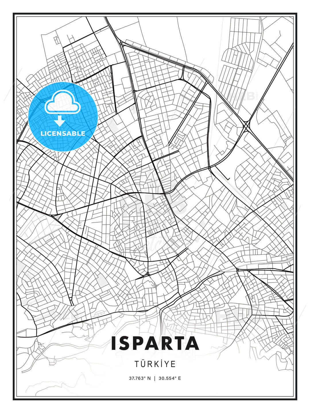 Isparta, Turkey, Modern Print Template in Various Formats - HEBSTREITS Sketches