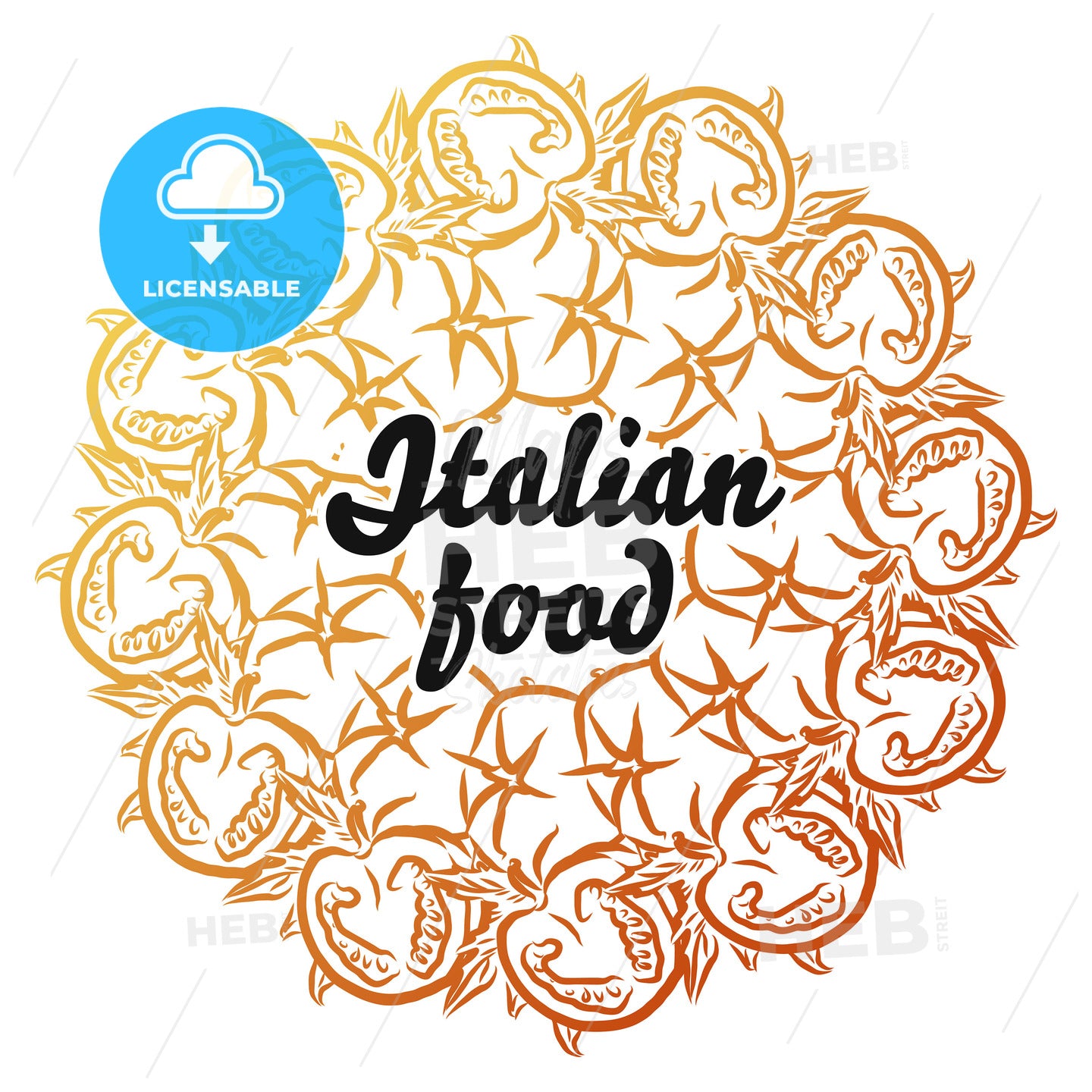 Italian food sign on background of Tomatoes – instant download