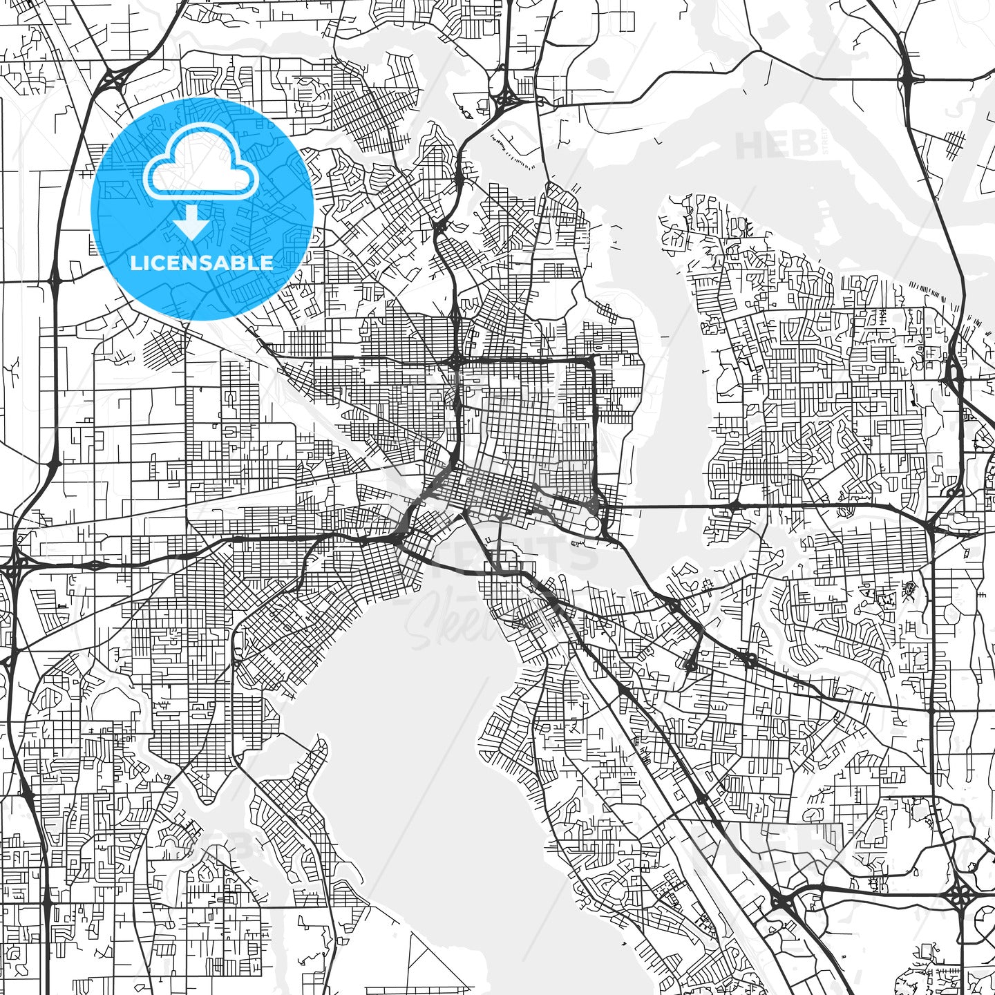 Jacksonville, Florida - Area Map - Light