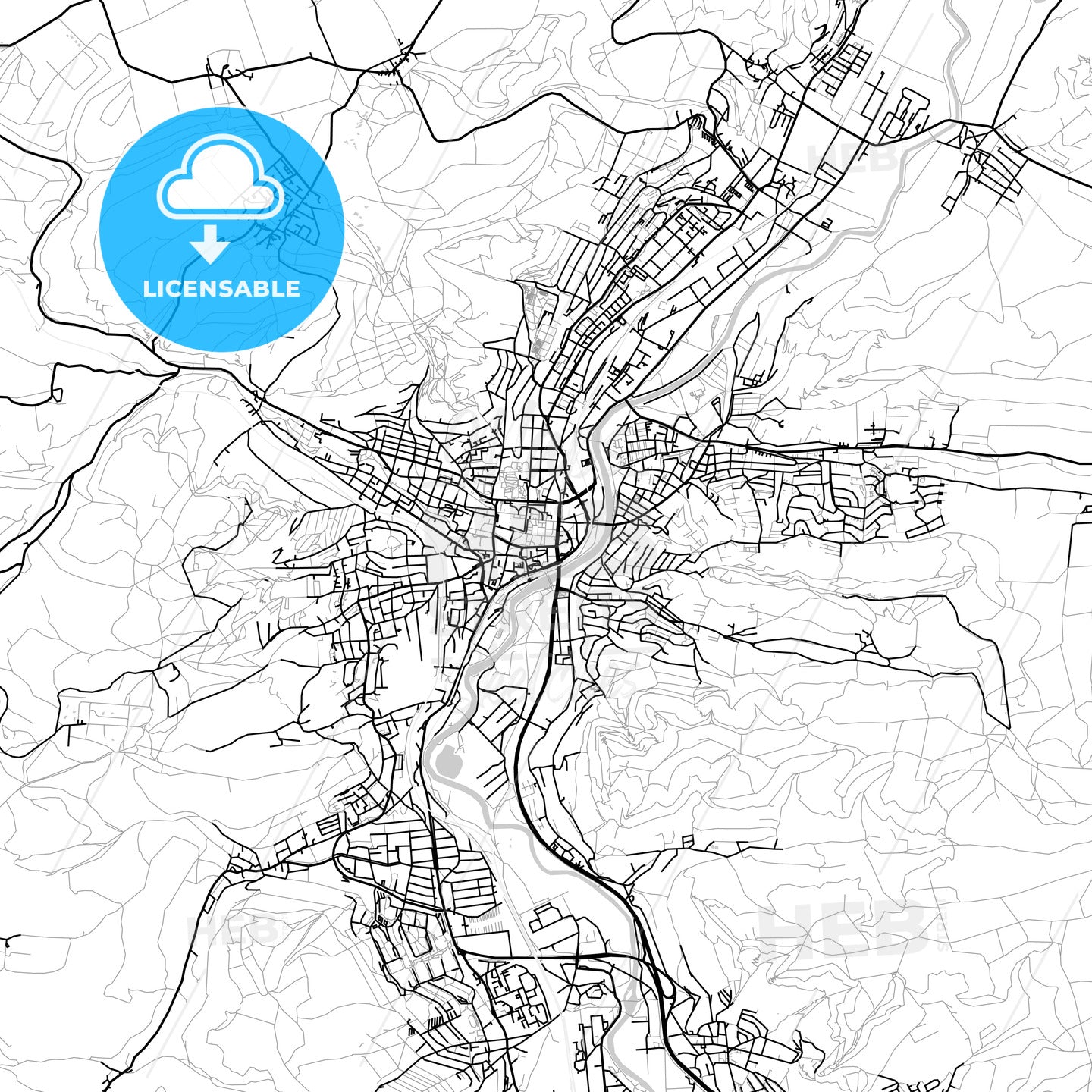 Jena, Germany, Vector Map - Light