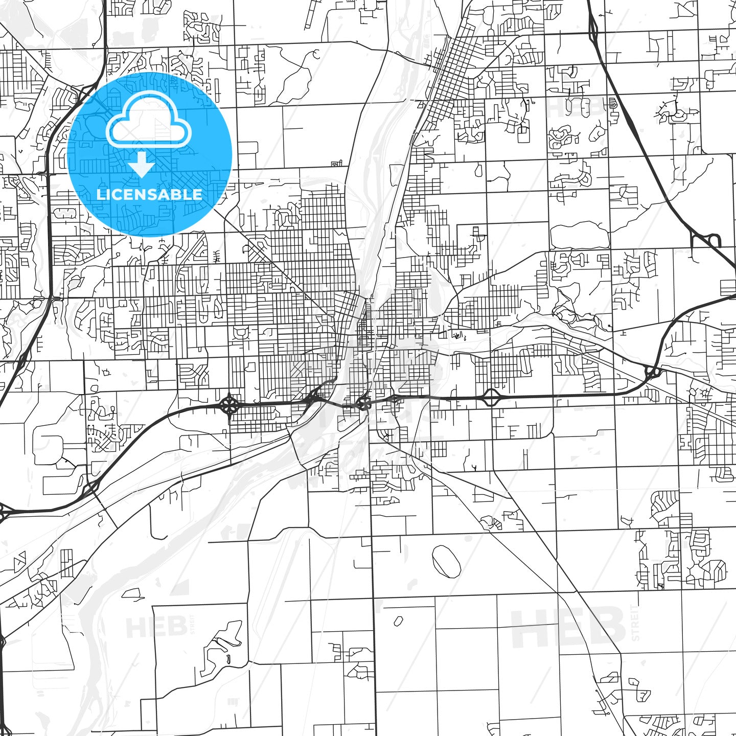 Joliet, Illinois - Area Map - Light