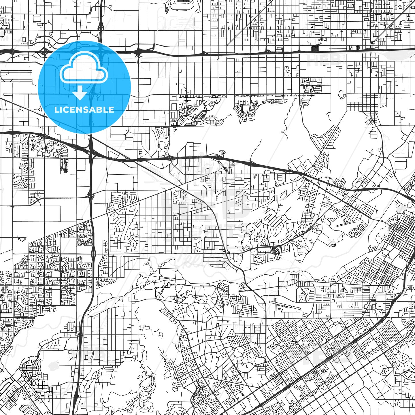 Jurupa Valley, California - Area Map - Light